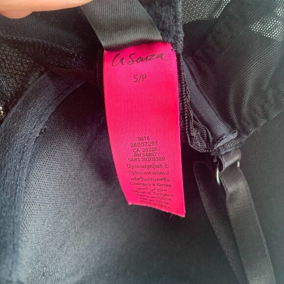 La Senza Bustier Corset Top Black Mesh Silver Metallic Lace - Picture 8 of 12